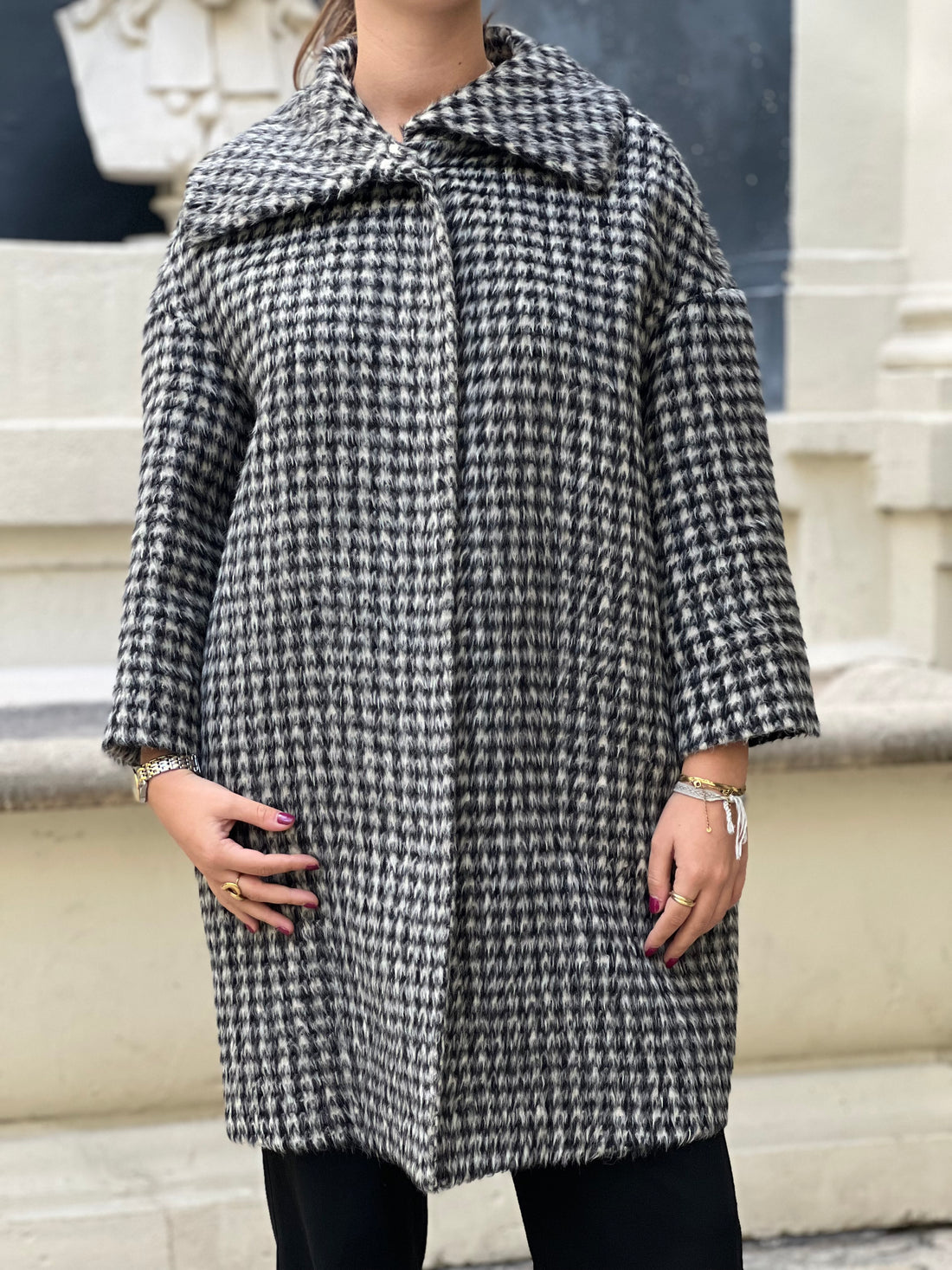 Max Mara S - Manteau motif pied de poule T36