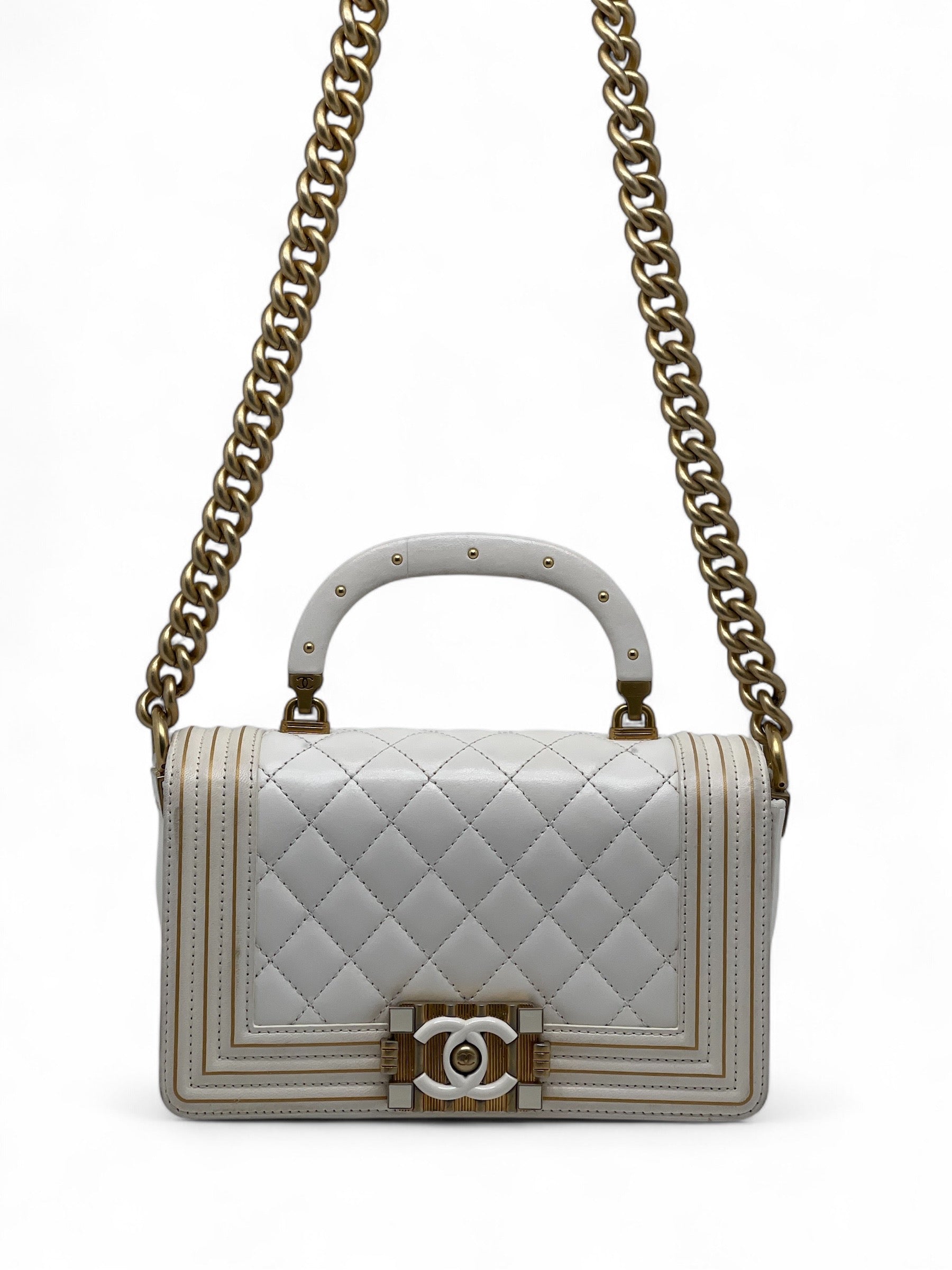 Chanel - White and Gold Boy Bag