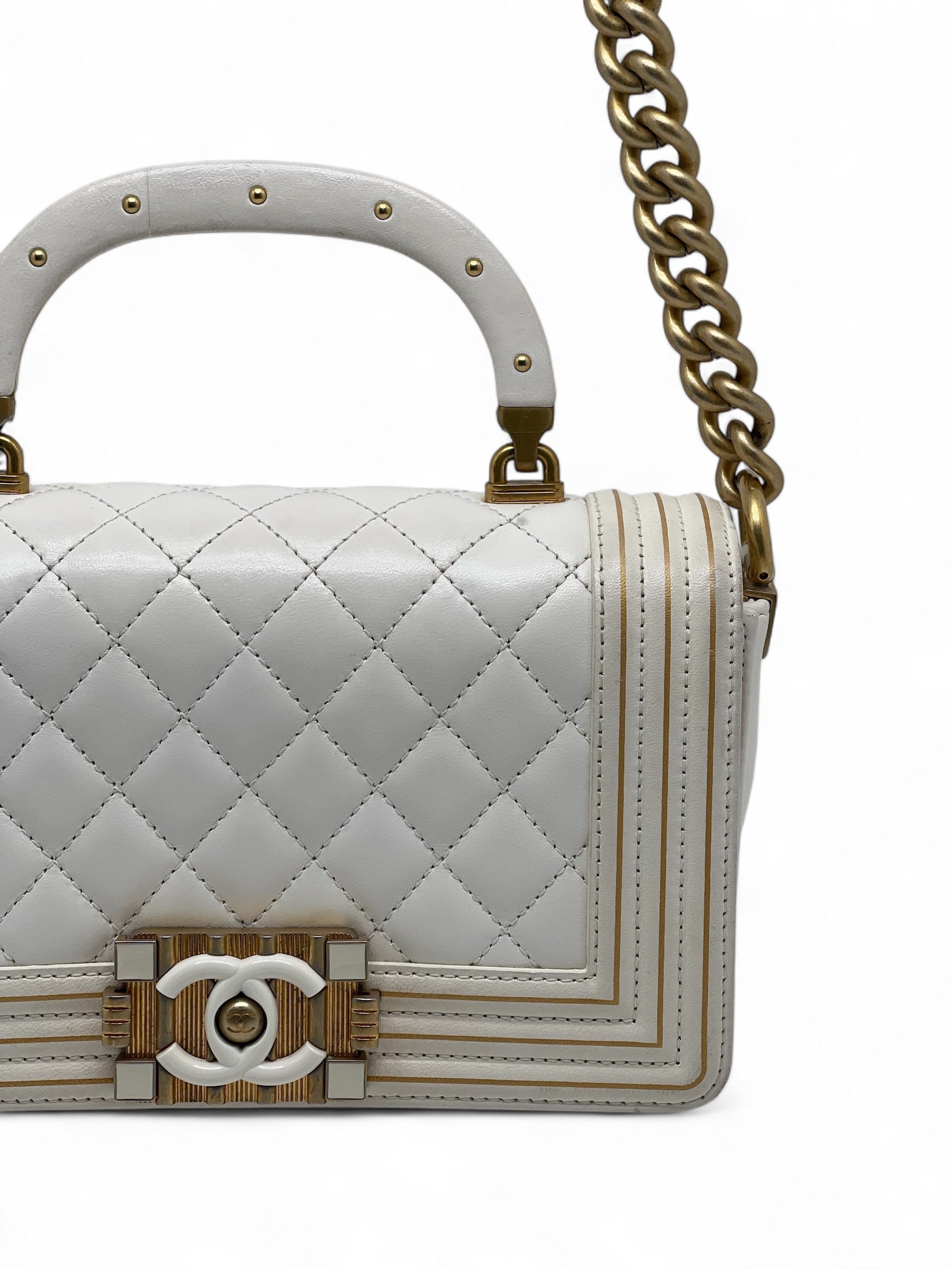 Chanel - White and Gold Boy Bag