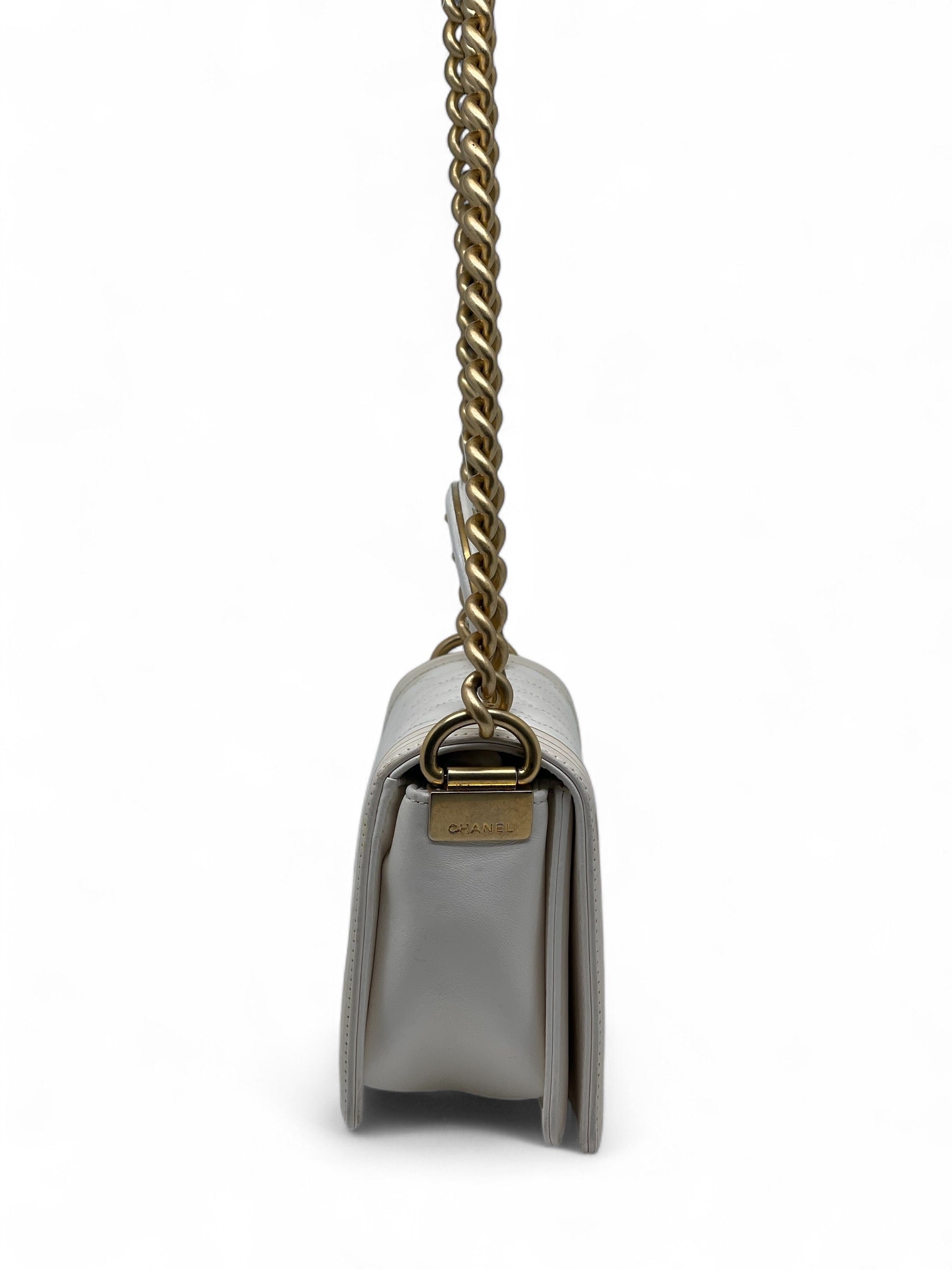 Chanel - White and Gold Boy Bag