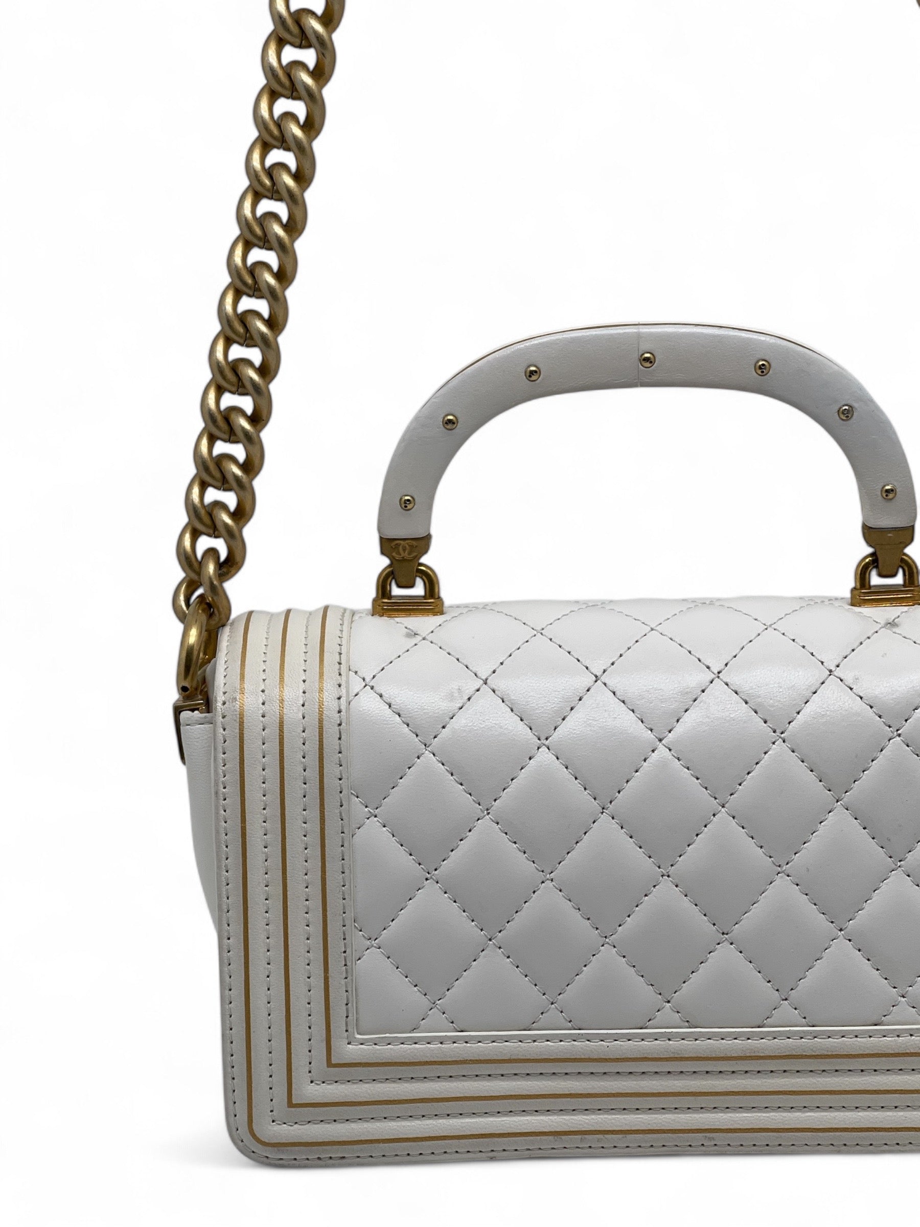 Chanel - White and Gold Boy Bag