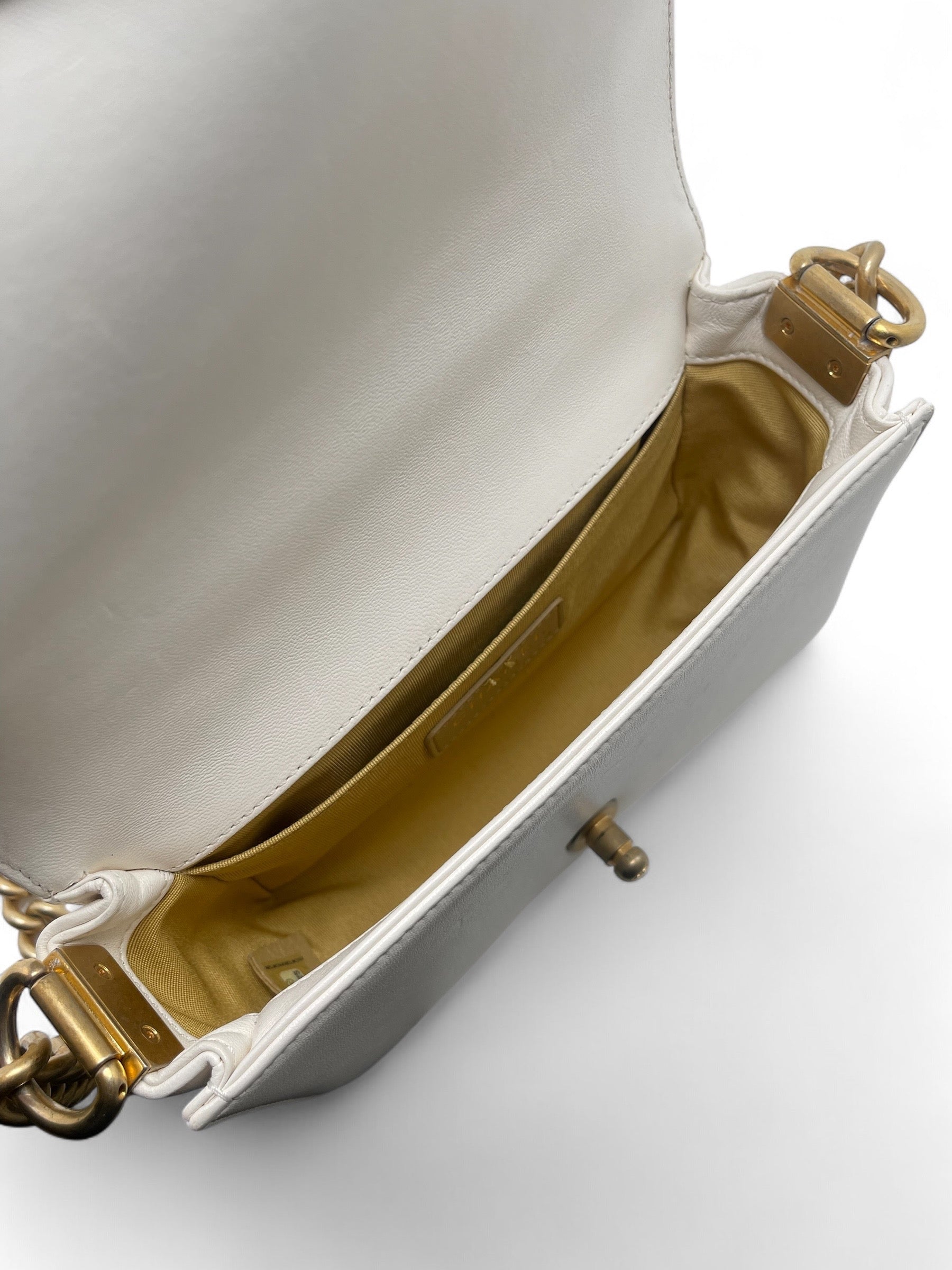 Chanel - White and Gold Boy Bag