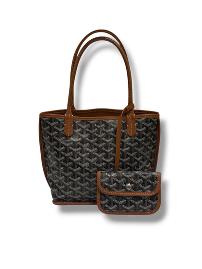 Goyard - Sac Mini Anjou réversible toile et cuir Gold