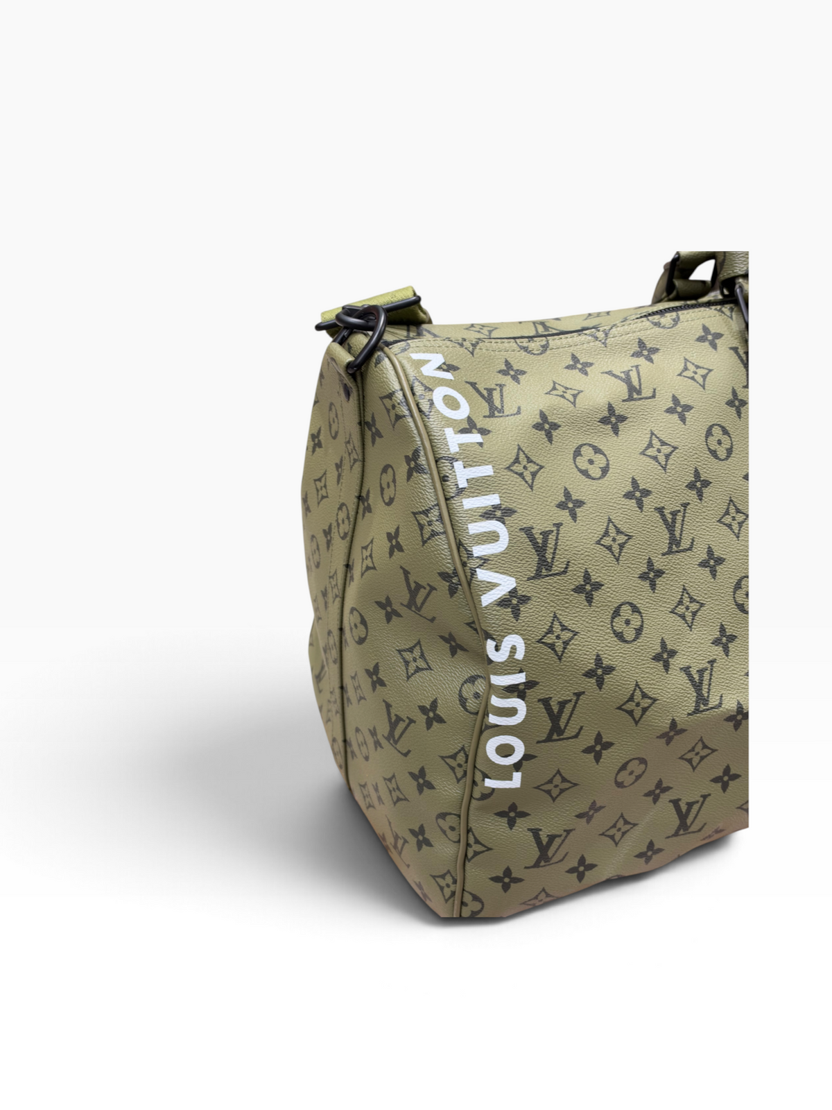 Louis Vuitton - sac keepall 55 édition limitée toile kaki et rouge