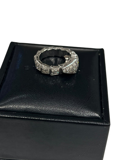 Bvlgari - bague serpenti or blanc et pavée de diamants TS