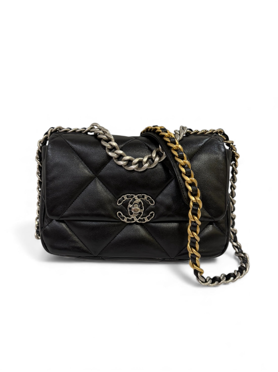 Chanel - Sac 19 fermoir argenté 26cm