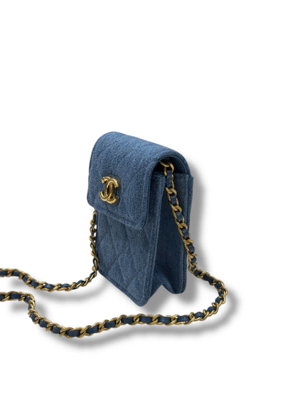 Chanel - Mini wallet on chain Denim