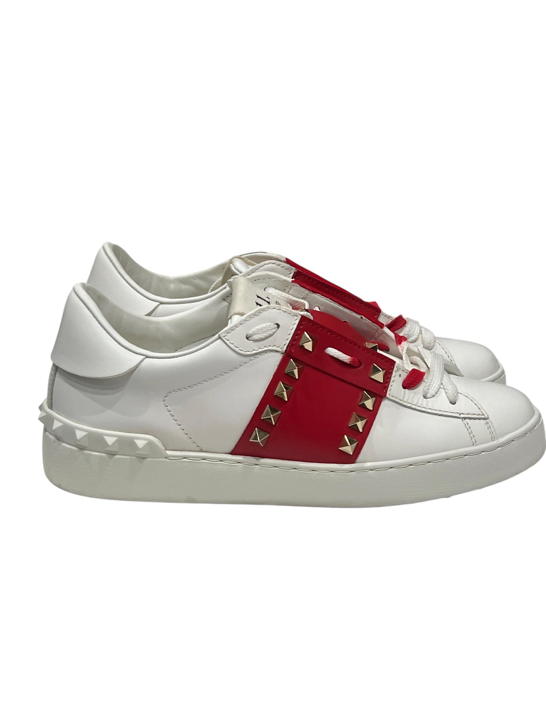 Valentino - baskets rockstud untitled blanches et rouges t38,5