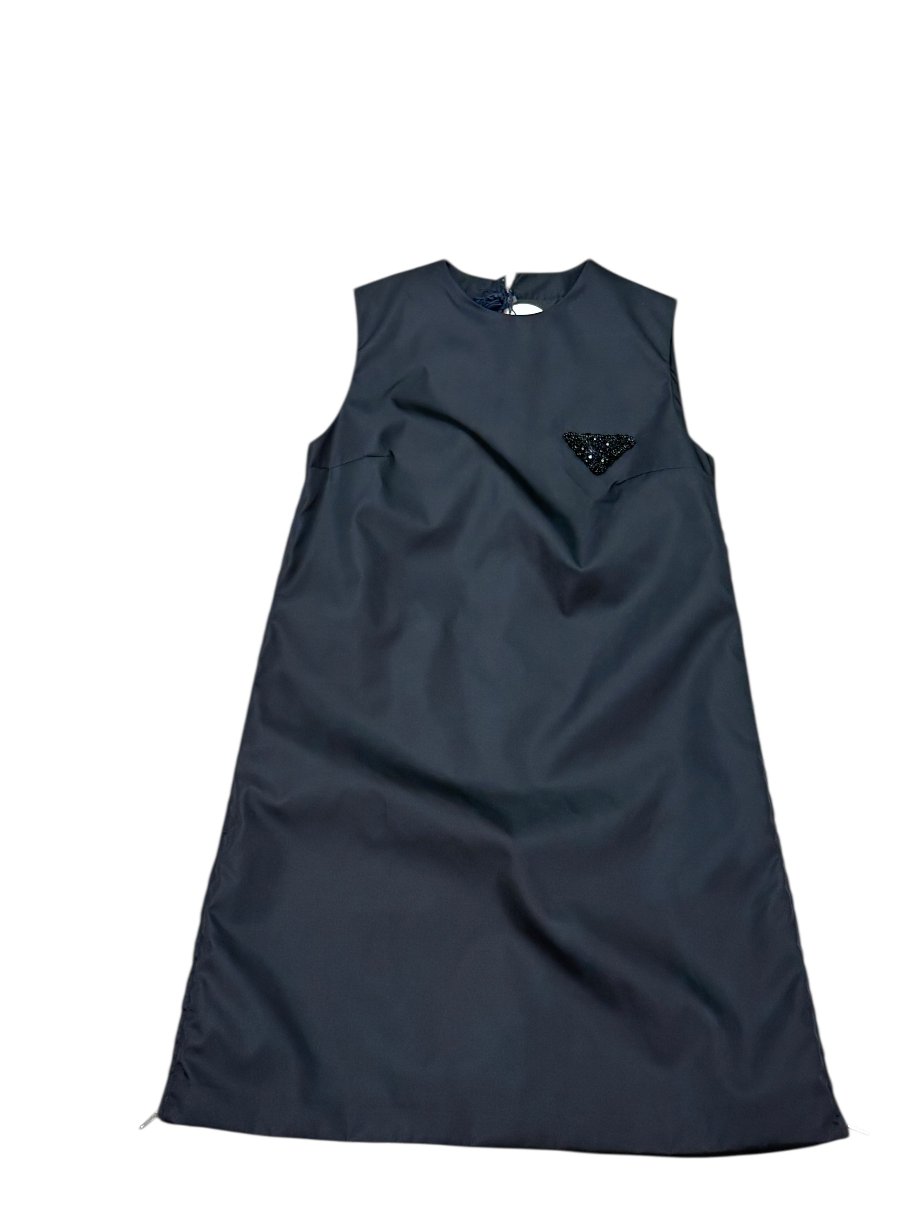 Prada - Robe droite Re-Nylon et strass T36