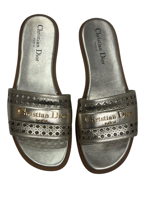 Dior - mules cannage dorées T 36,5
