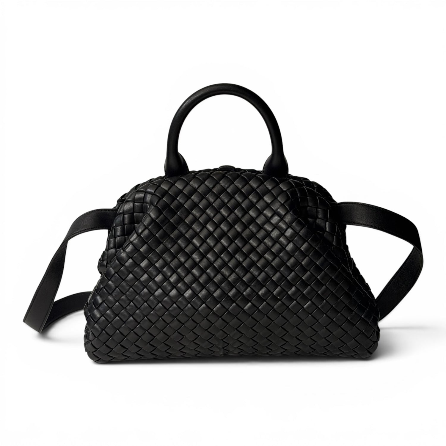 Bottega Veneta - Sac à main en cuir intrecciato noir