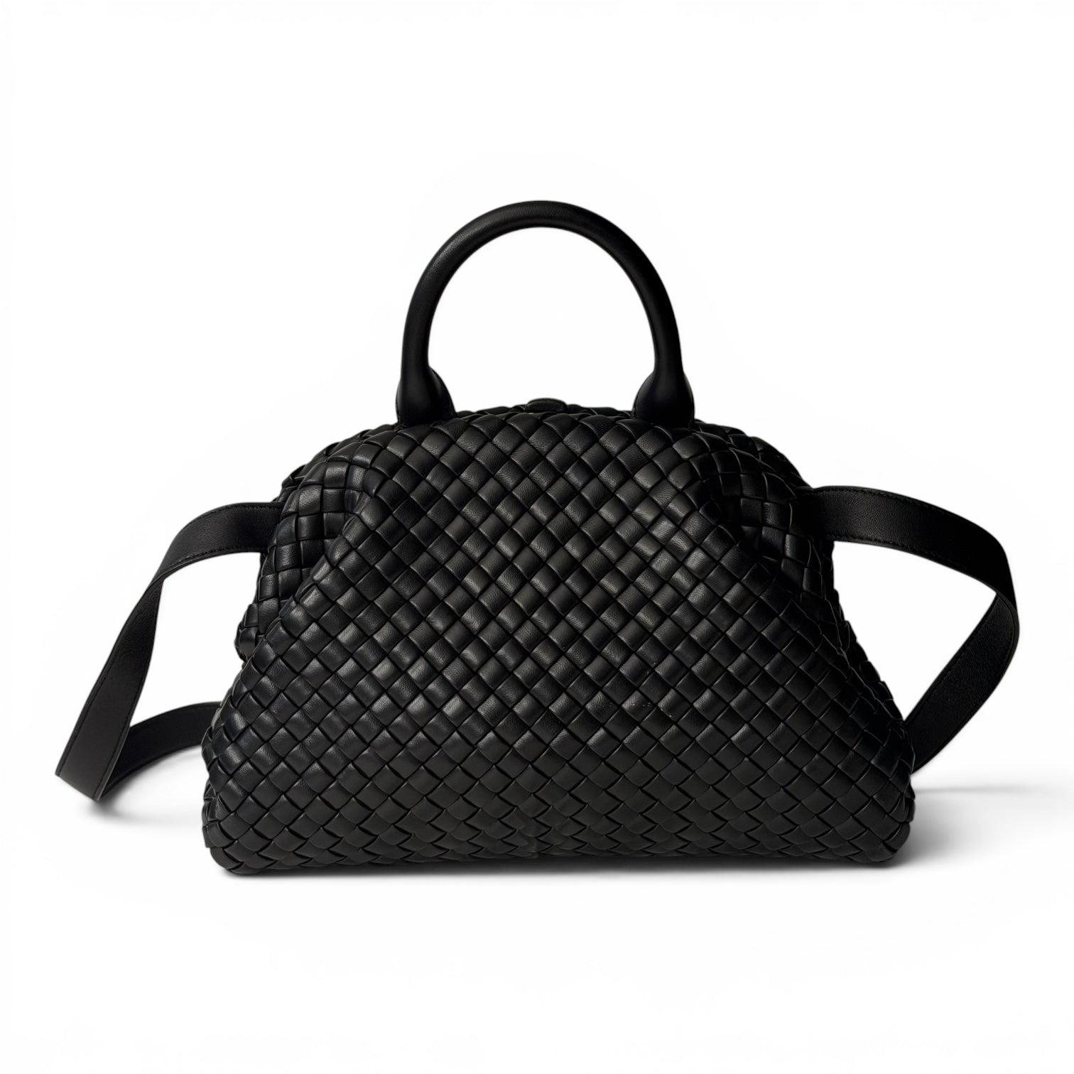 Bottega Veneta - Sac à main en cuir intrecciato noir