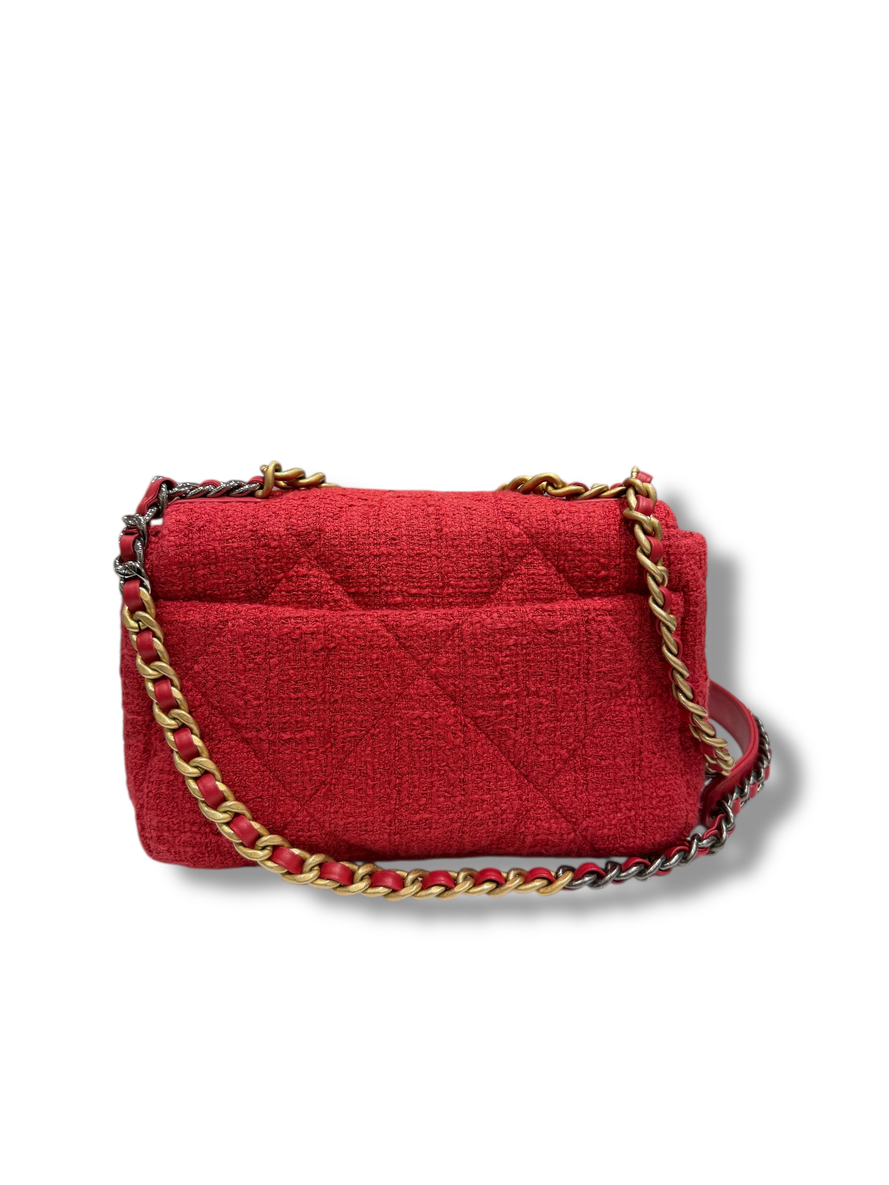 Chanel - Sac 19 PM tweed rouge