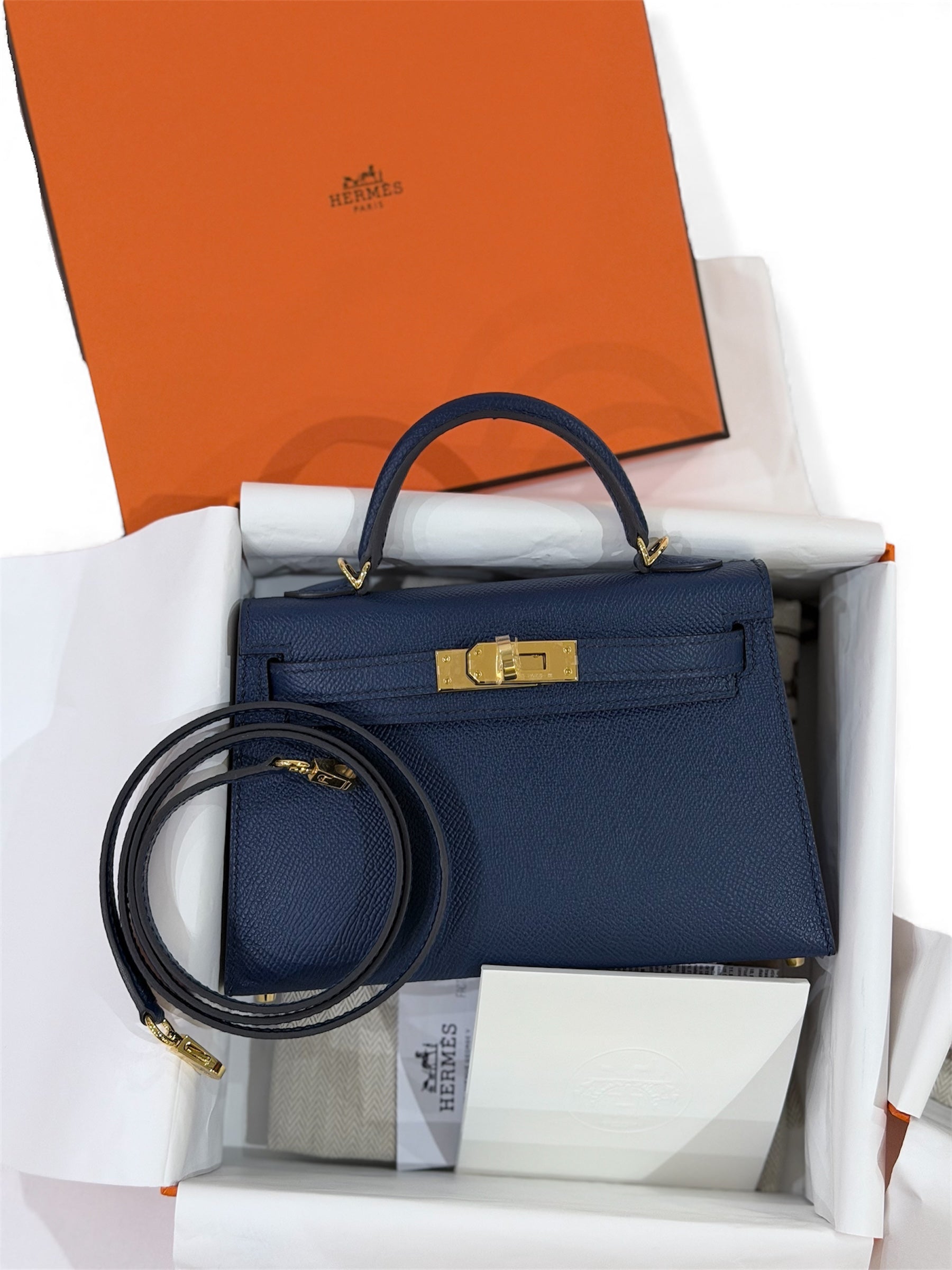 Hermès - Borsa Kelly II sellier Mini Bleu Navy