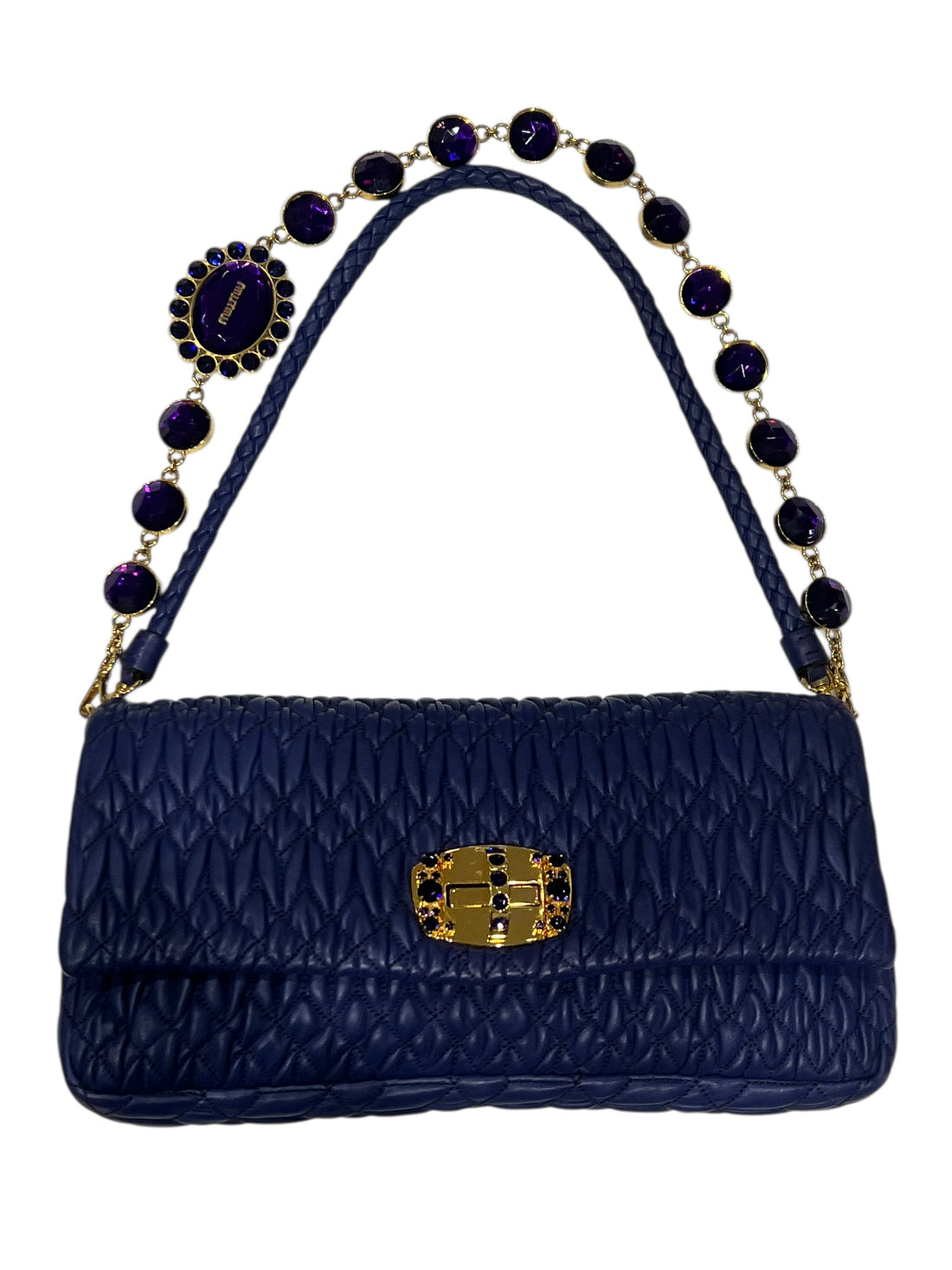 Miu Miu Sac Miu Crystal Cuir violet | Les Folies d’Eugénie
