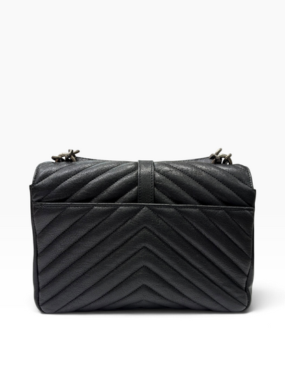 Yves Saint Laurent - Sac College MM cuir agneau et matelassage chevron noir