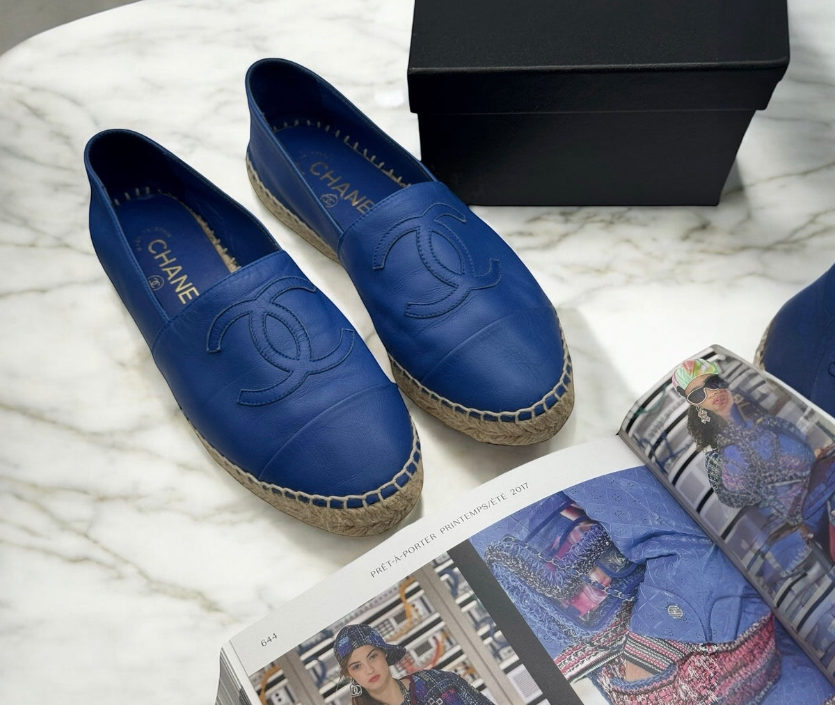 Chanel - Blue leather espadrilles T37