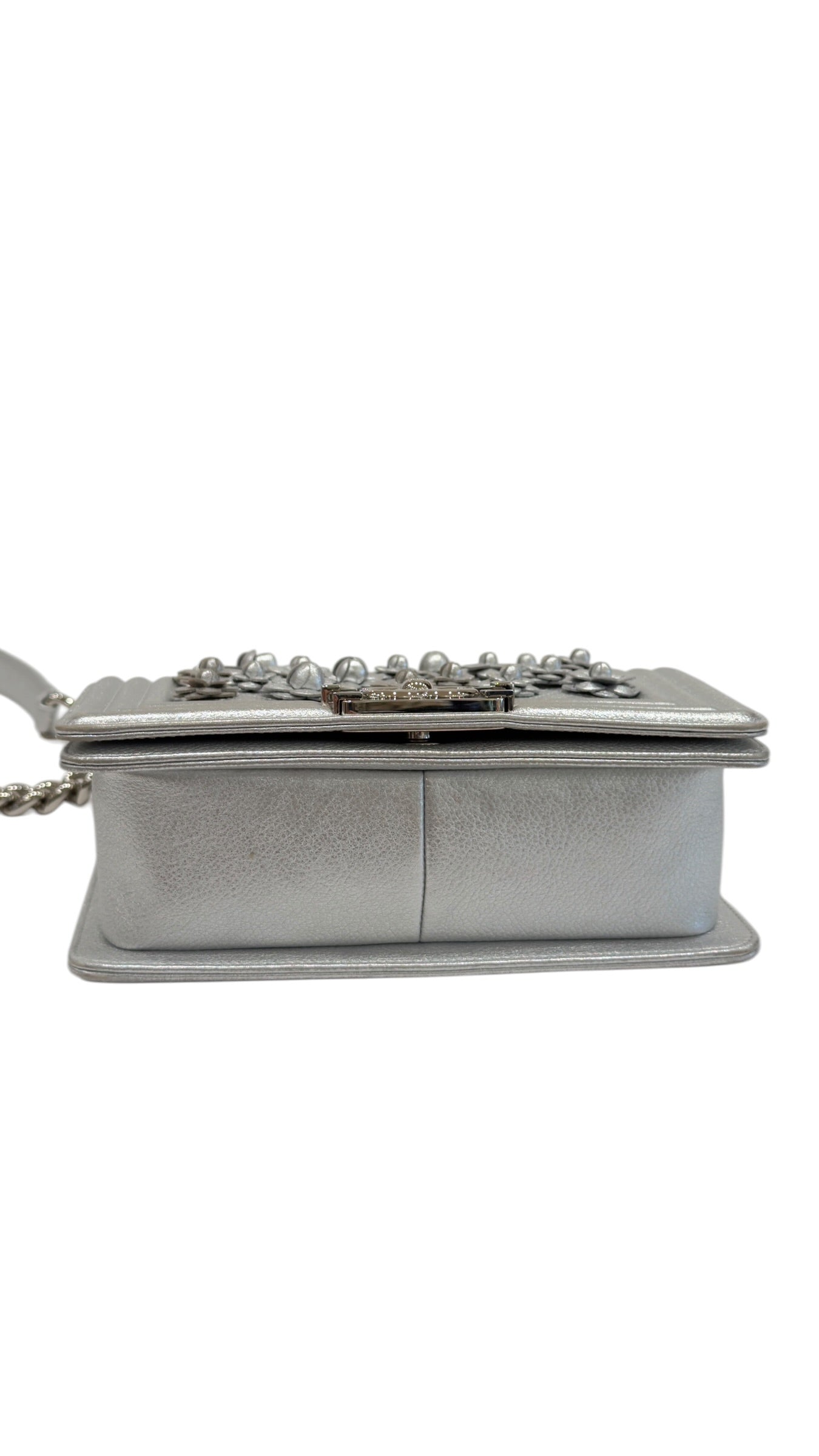 Chanel – Boy Mini Tasche, limitierte Edition, silberfarben