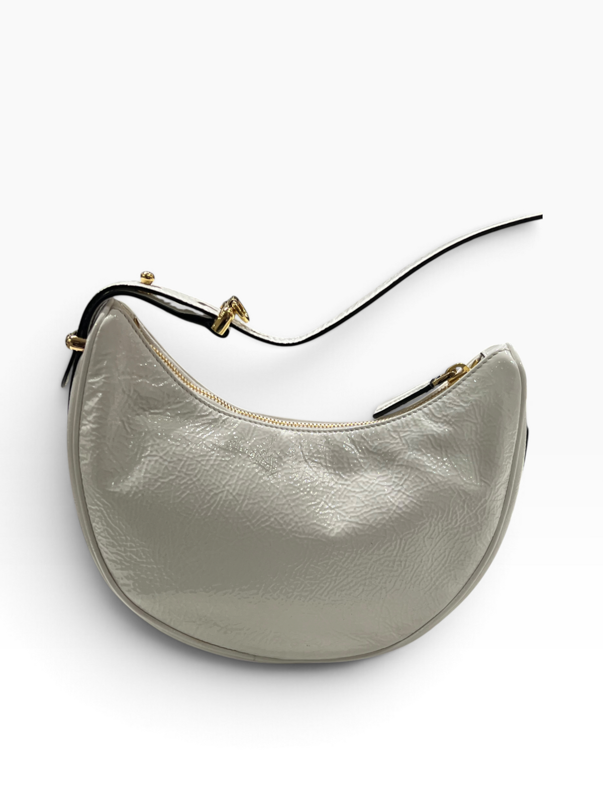 PRADA - Sac Arqué en cuir vernis blanc