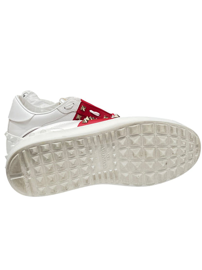 Valentino - baskets rockstud untitled blanches et rouges t38,5