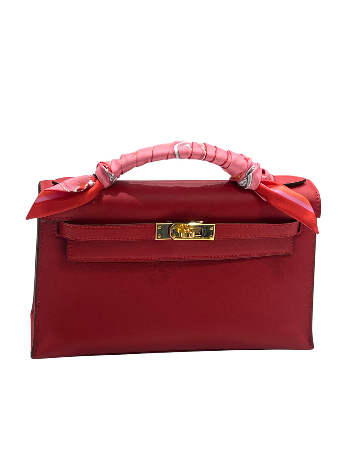Hermès – Kelly-Clutch aus Swift-Leder in strahlendem Rot, 2025