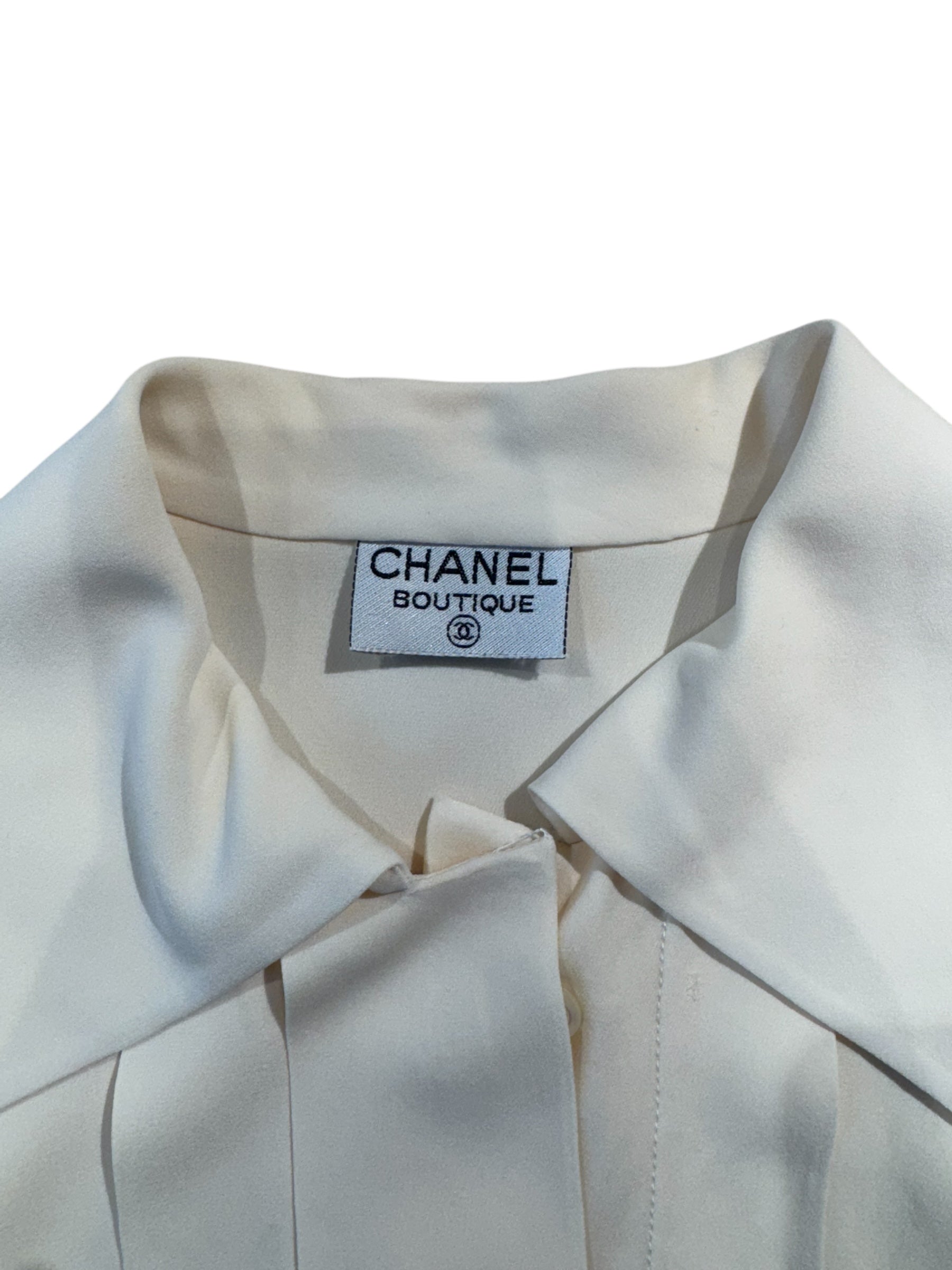 Chanel - Bluse elfenbeinfarben Größe 38