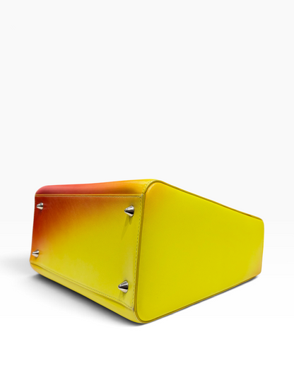Dior - Lady Dior MM en cuir dégradé ombré jaune et orange
