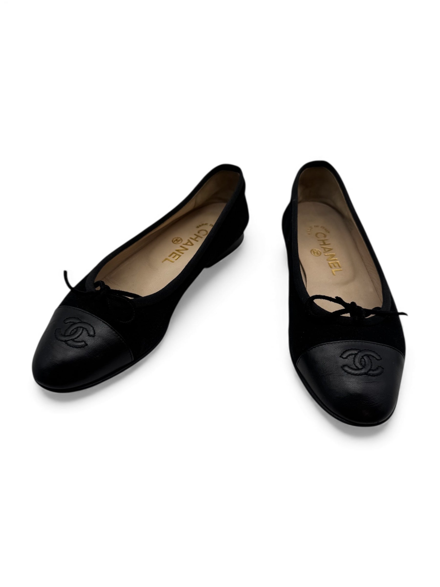 Chanel – Schwarze Ballerinas, Größe 36,5