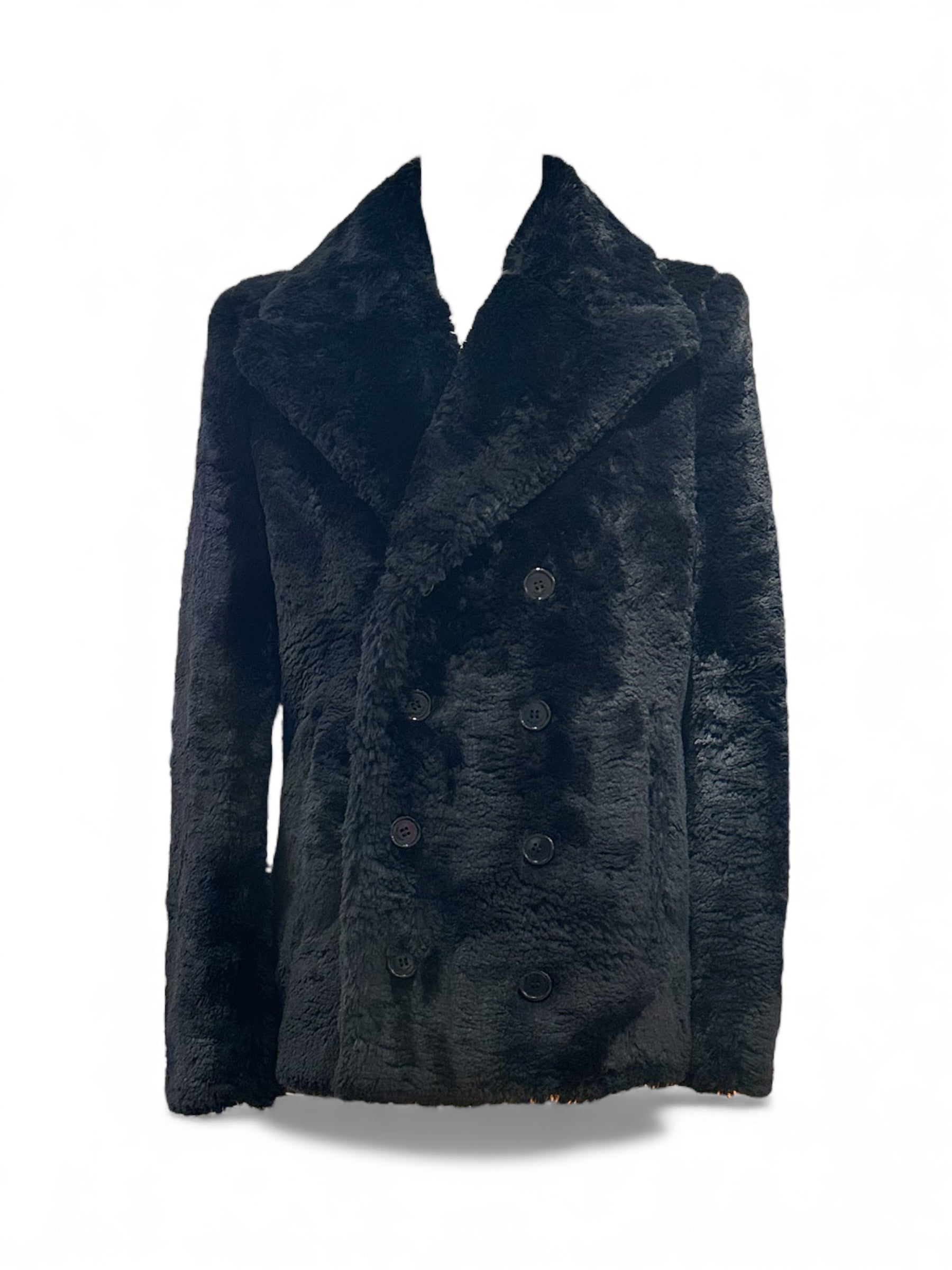 Saint Laurent - Cappotto in ecopelliccia nero T36