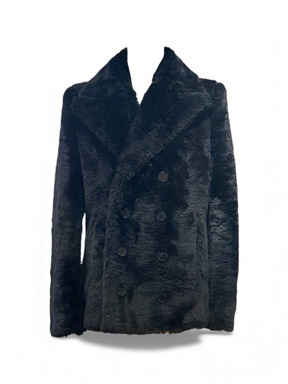 Saint Laurent - Manteau en fausse fourrure noir T36