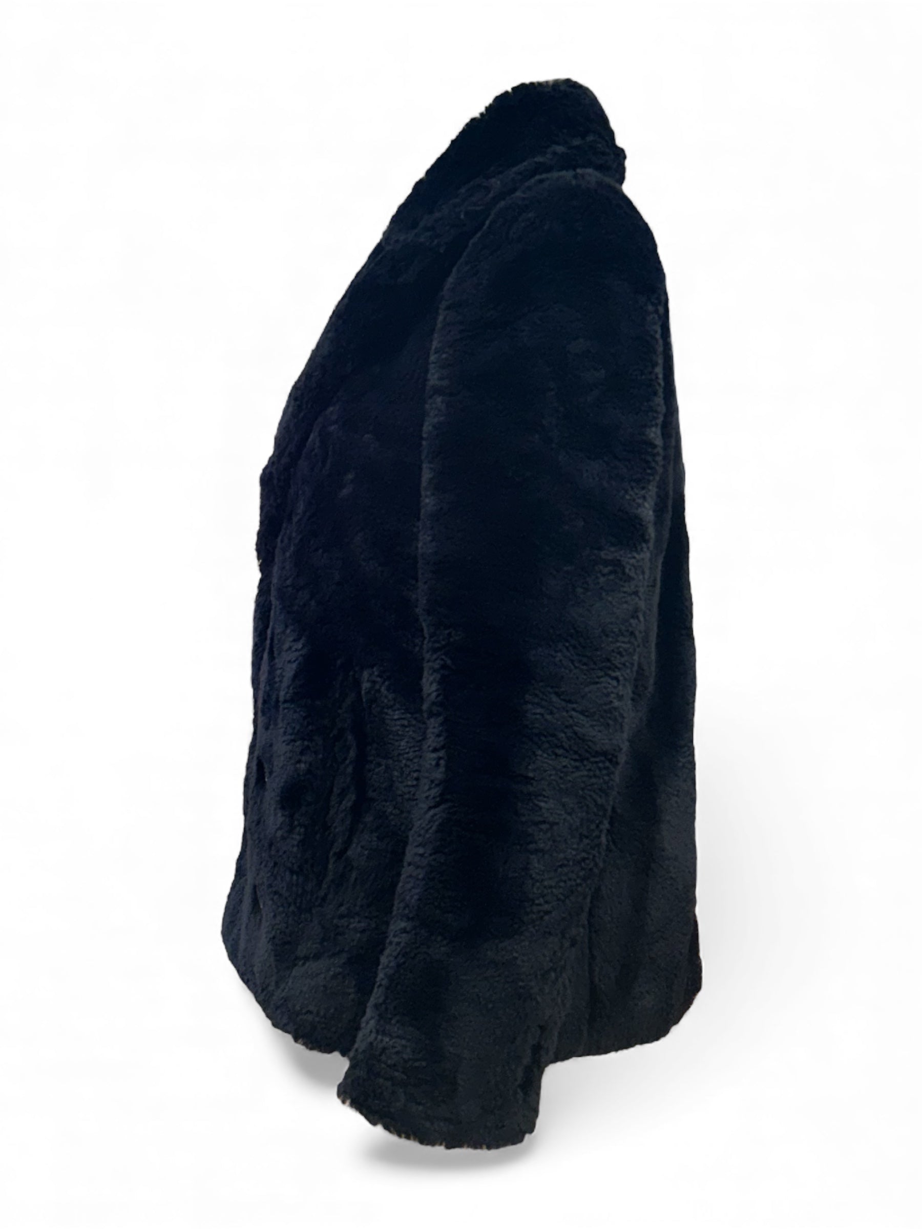 Saint Laurent - Cappotto in ecopelliccia nero T36