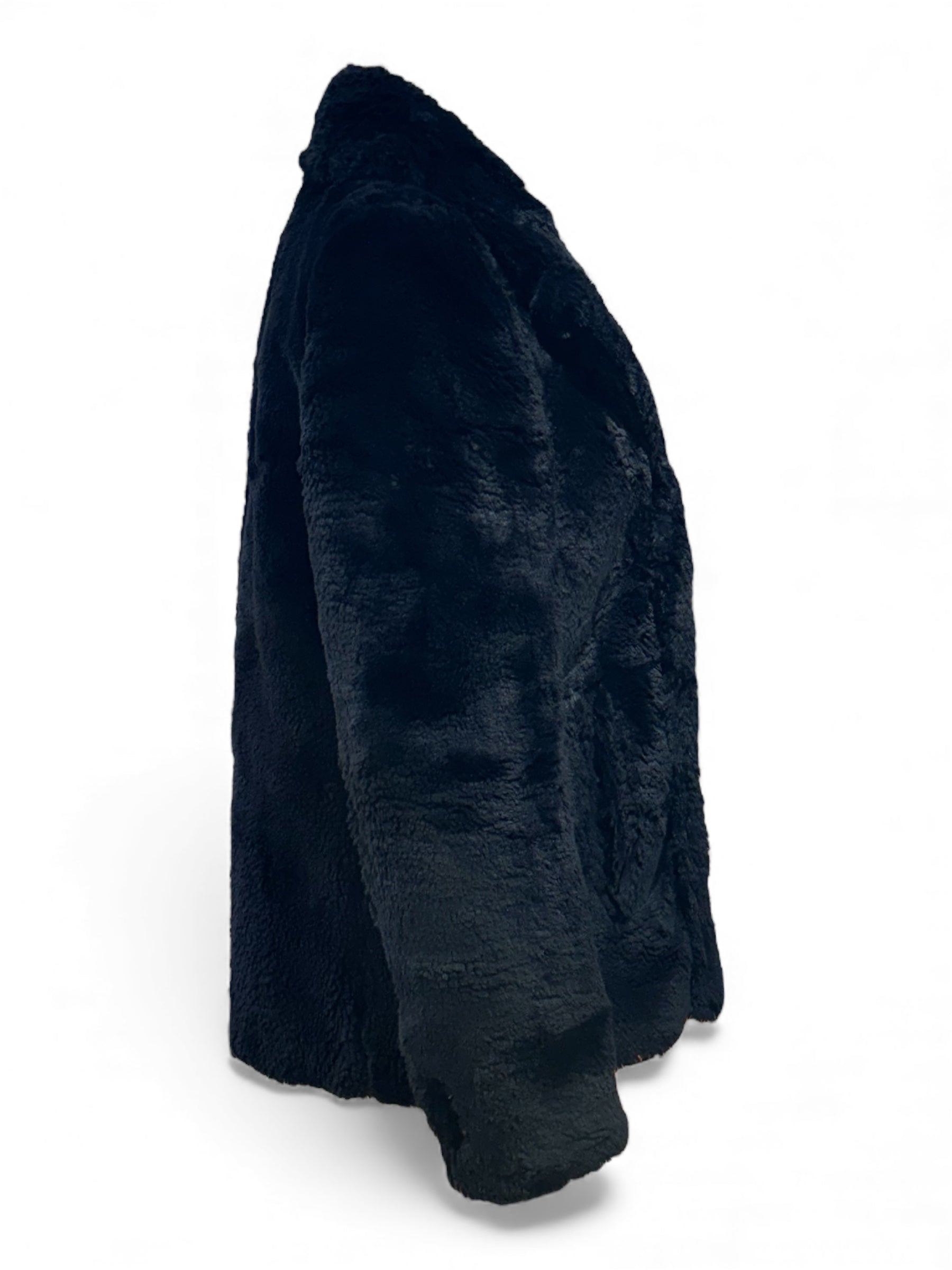 Saint Laurent - Cappotto in ecopelliccia nero T36