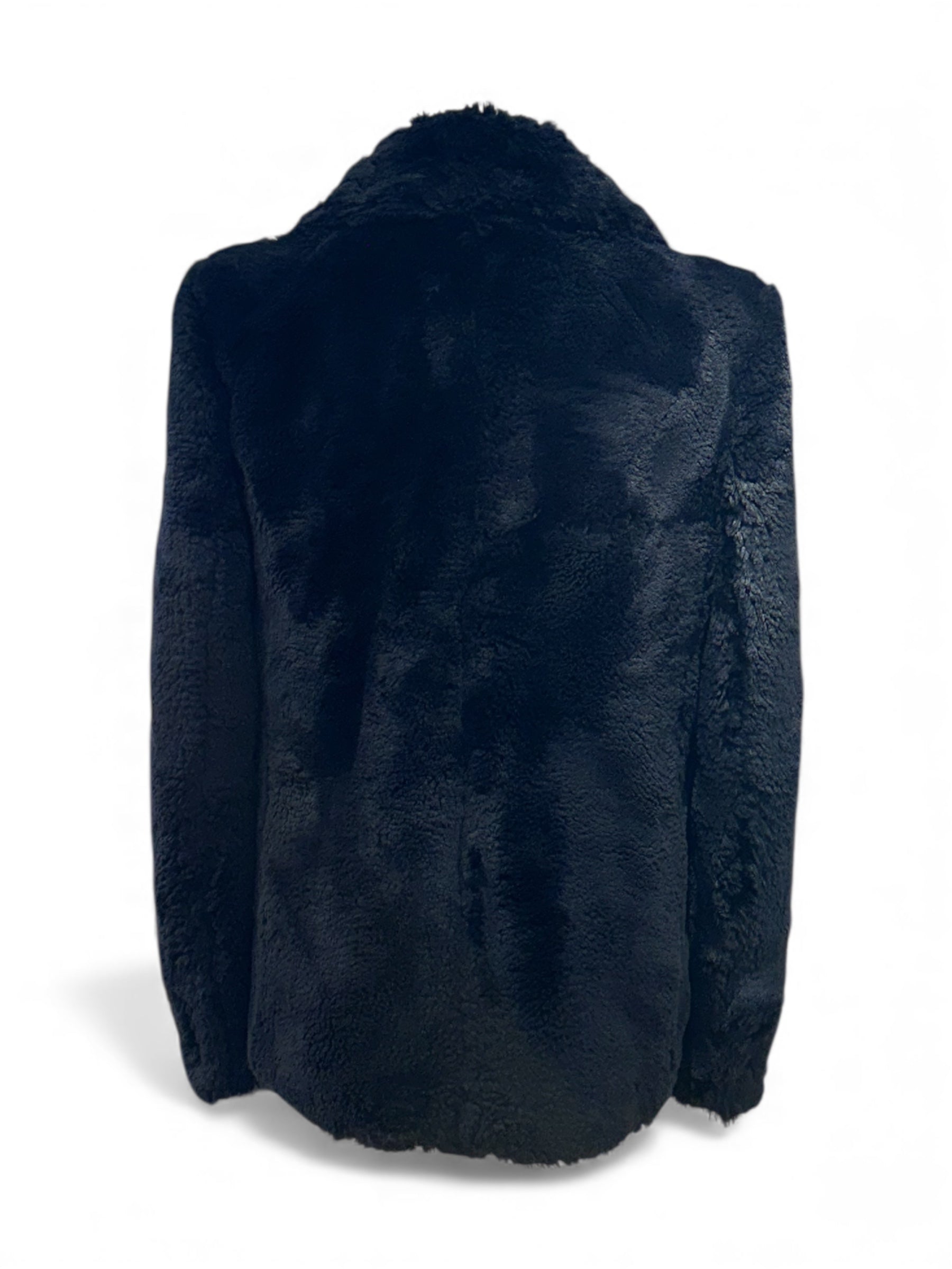 Saint Laurent - Cappotto in ecopelliccia nero T36
