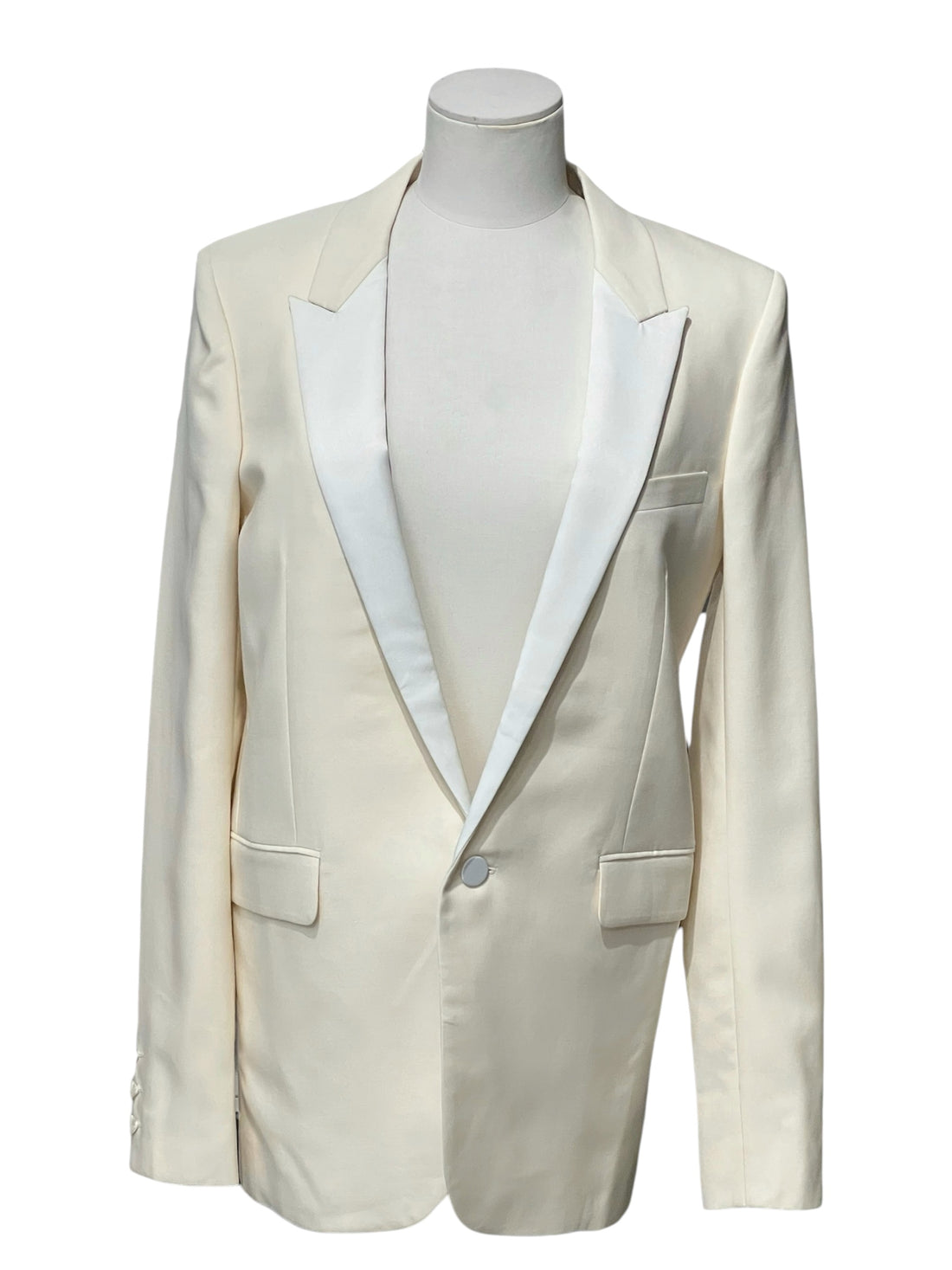 Saint Laurent -  Blazer bi-matières beige T36