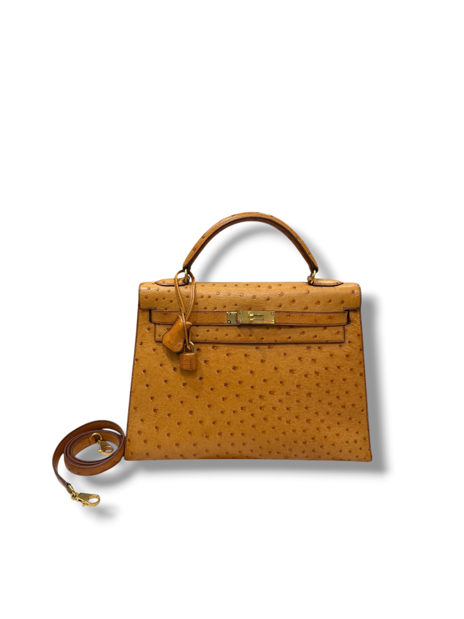 Hermès - Sac Kelly II sellier 32 Gold Autruche