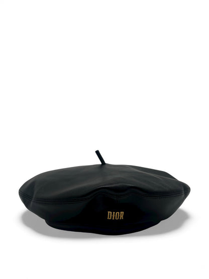 Christian Dior - Béret noir en cuir
