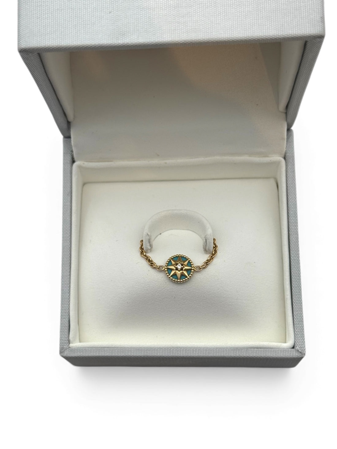 Dior - Ring Windrose blau Größe 54