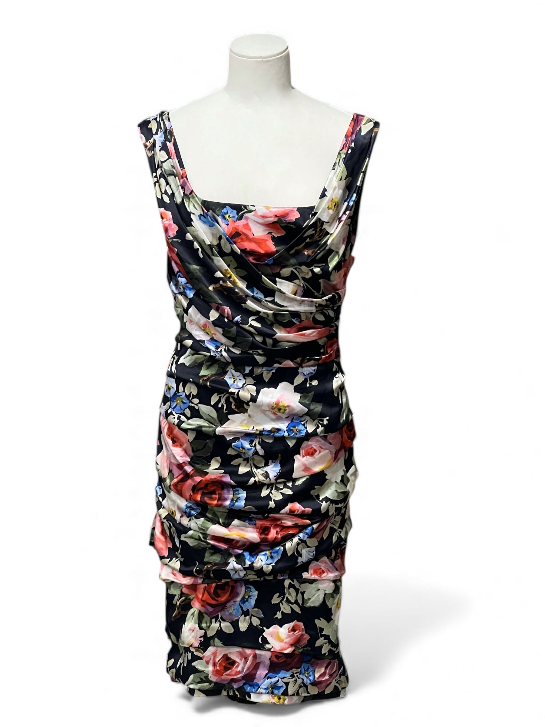 Dolce &amp; Gabbana -  Robe en soie avec fleurs T40