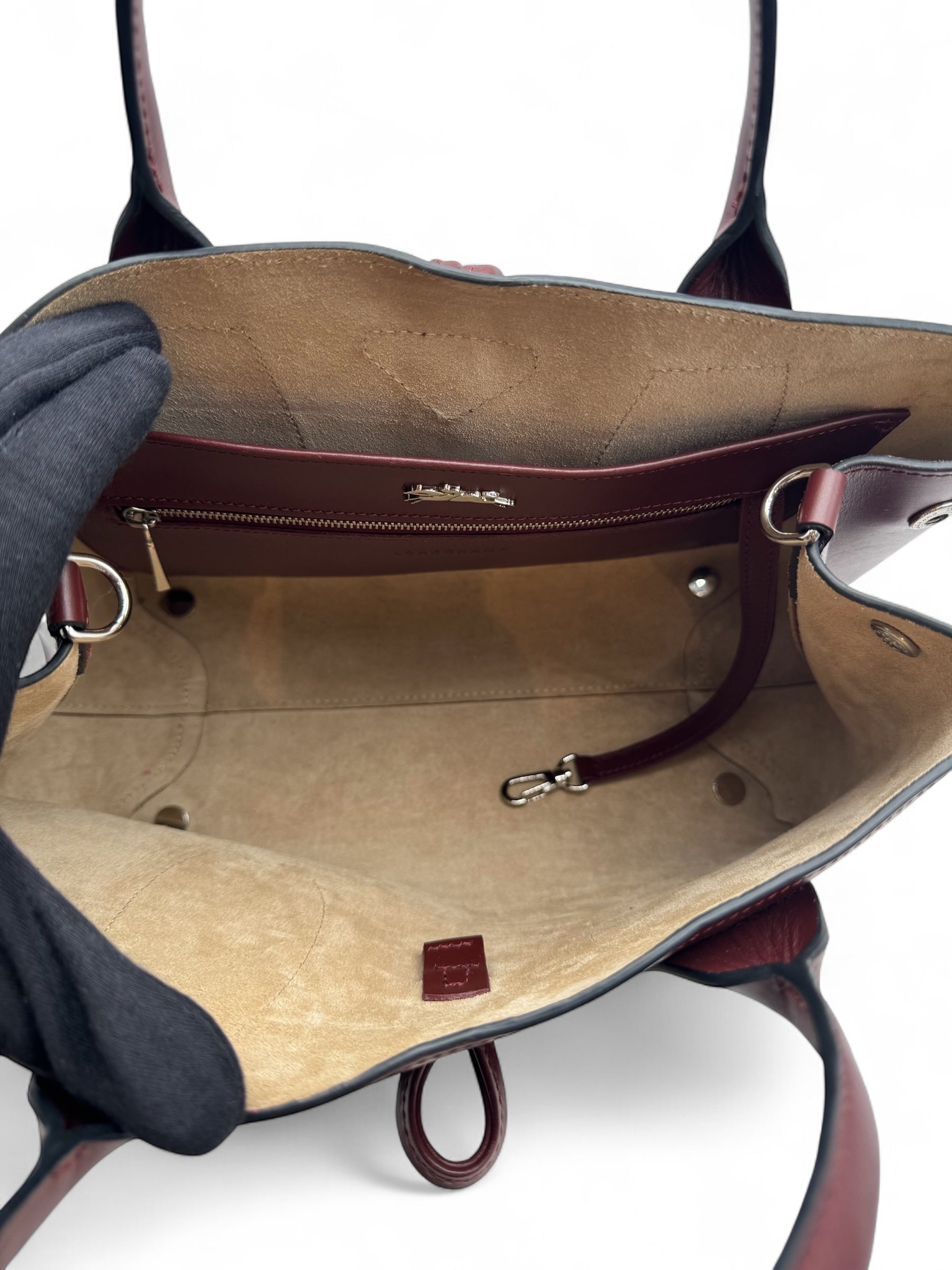 Longchamp - Borsa Roseau burgundy MM