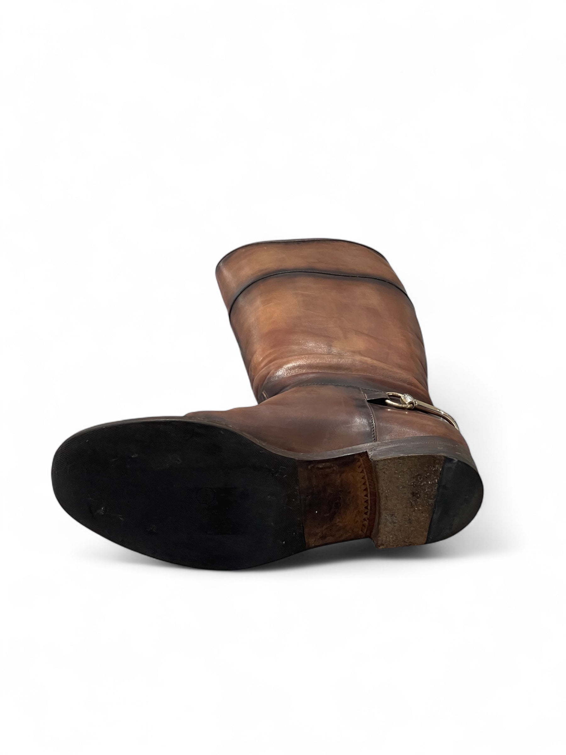 Gucci - Stivali alti con morsetto marroni T38