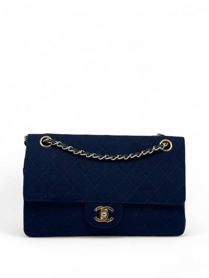 Chanel - Sac Timeless en jersey bleu marine