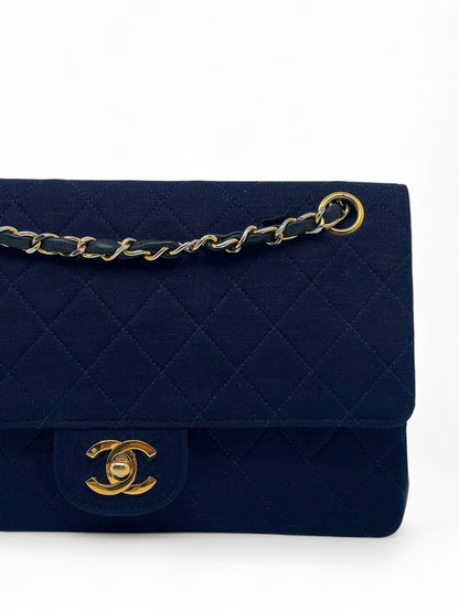Chanel - Sac Timeless en jersey bleu marine