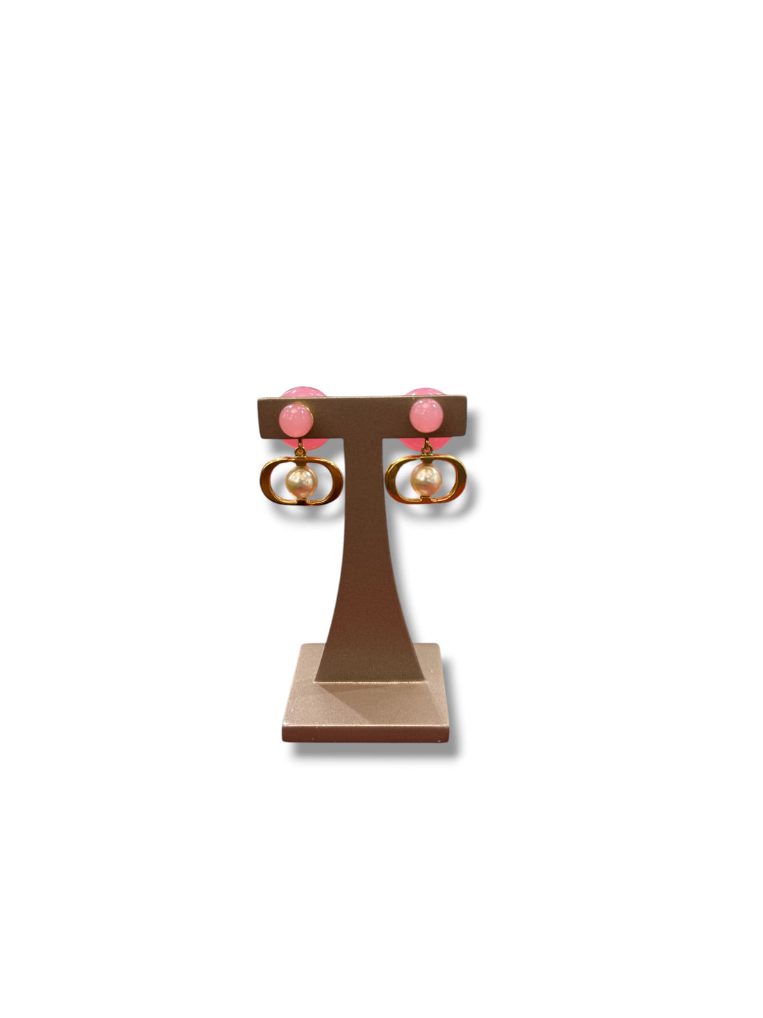 Dior - Boucles d’oreilles Tribales CD perles rose