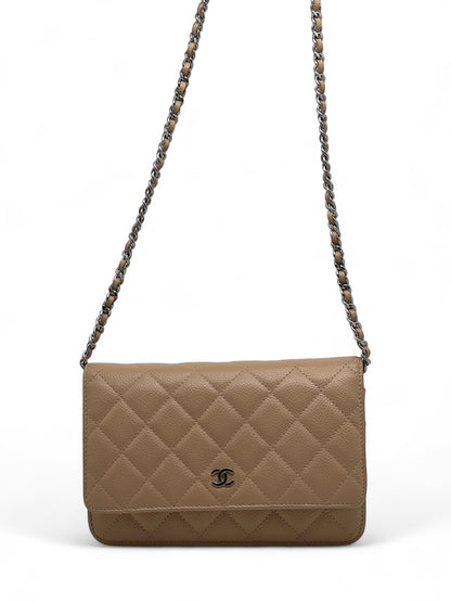 Chanel - Sac Wallet on chain cuir caviar beige