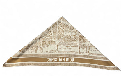 Christian Dior - Carré en soie beige carte Paris