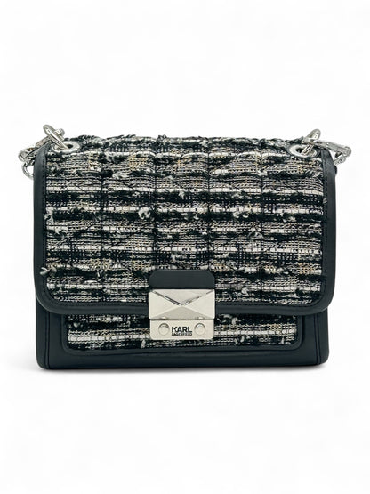 Karl Lagerfeld - Sac en cuir et tweed noir