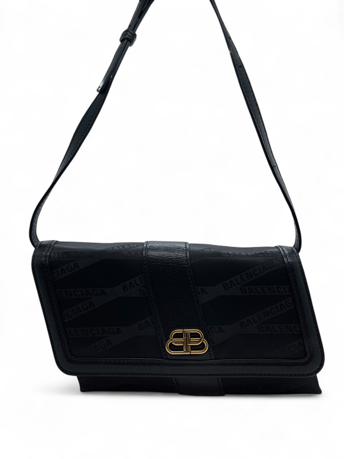 Balenciaga - Sac Shift en cuir et nylon noir