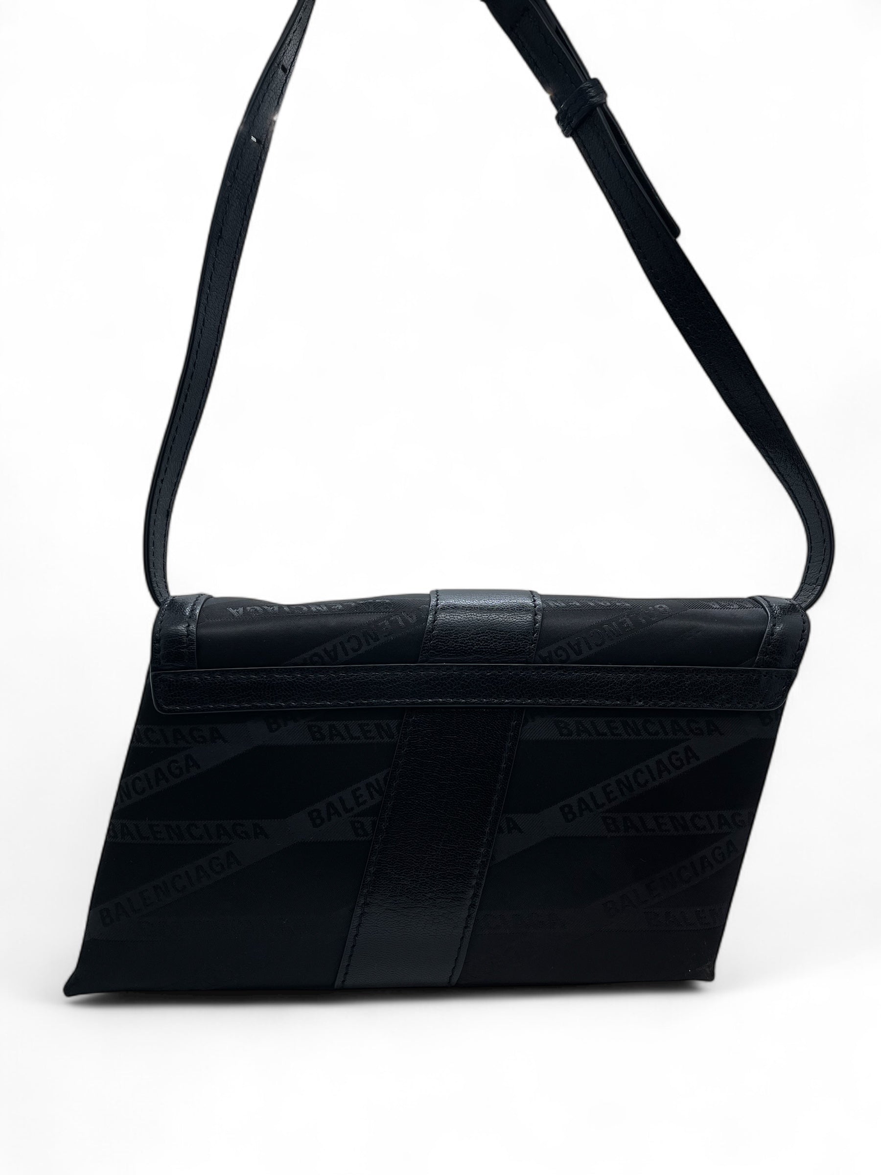 Balenciaga - Sac Shift en cuir et nylon noir