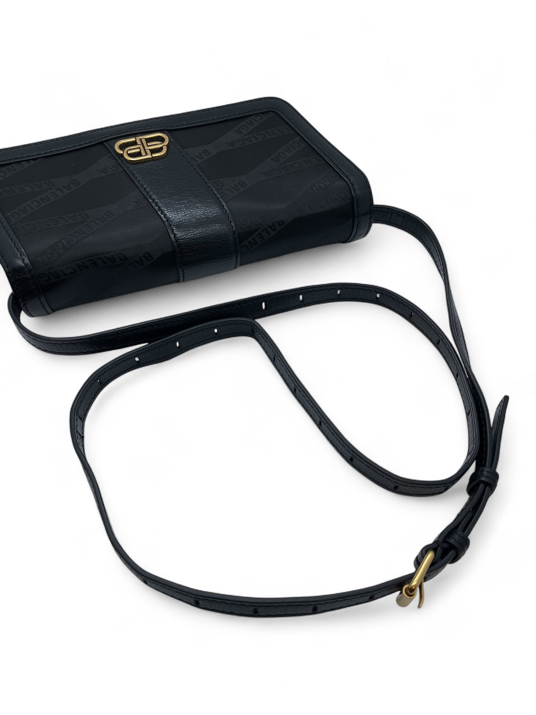 Balenciaga - Sac Shift en cuir et nylon noir