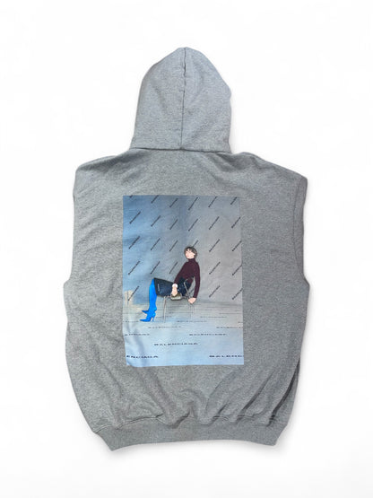 Balenciaga - Sweat à capuche gris avec imprimés T38